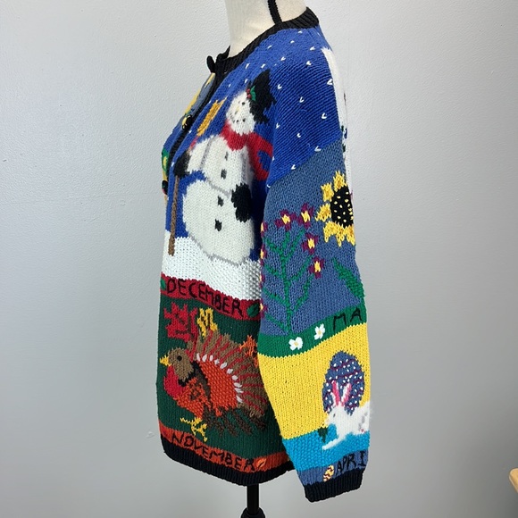 ⭐️Vintage Belle Pointe ramie cotton blend knitted cardigan 12 months holiday M - Picture 2 of 11